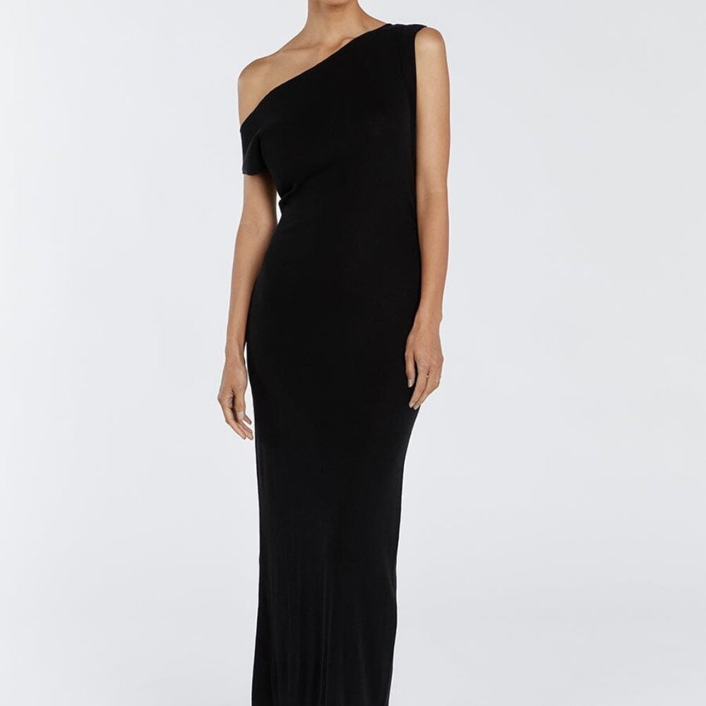 JUNIE BLACK KNIT MIDI DRESS
